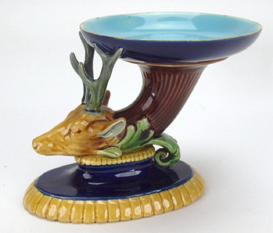 Minton Majolica stag figural salt, 4 1/4" (1 of 1)
