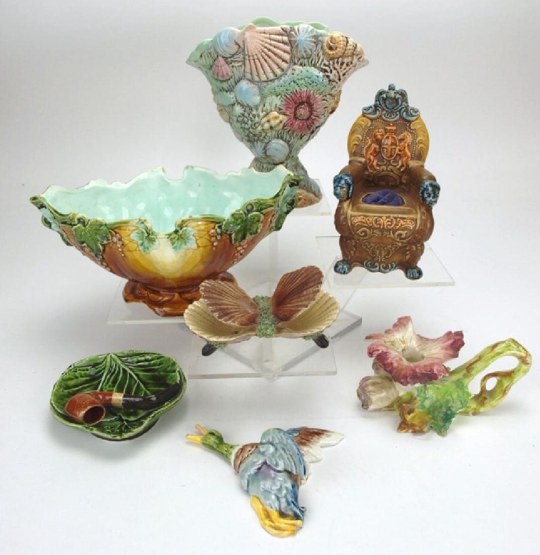 Majolica group of 7 items, various conditions (1 of 1)