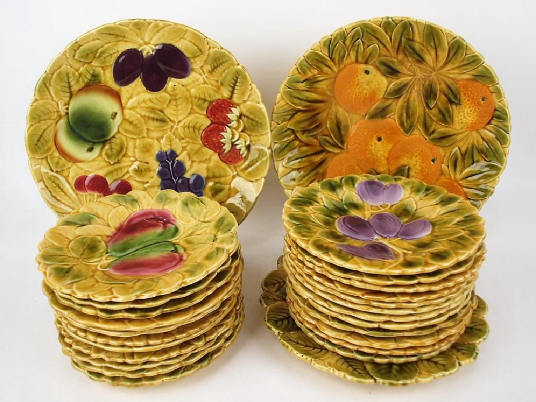 Sarreguemines Majolica fruit dessert set with 3 large (1 of 1)