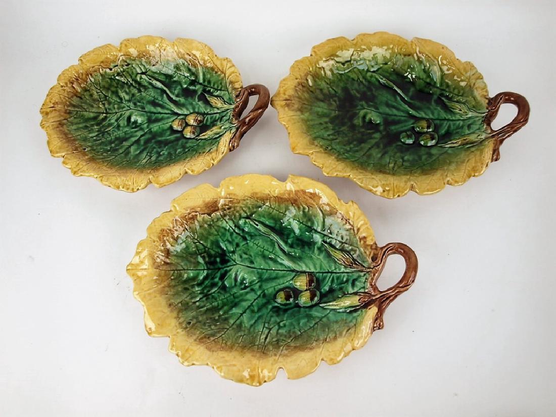 Majolica lot of 3 oak leaf trays, 12 1/2", various (1 of 1)