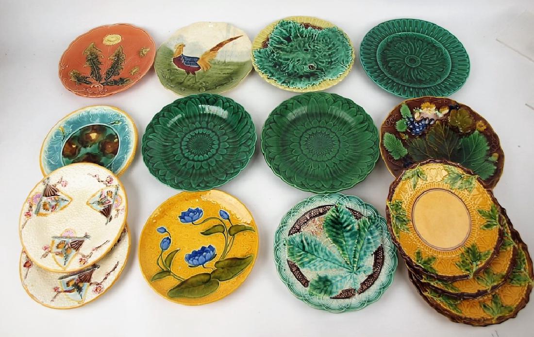Majolica lot of 16 plates, various conditions (1 of 1)