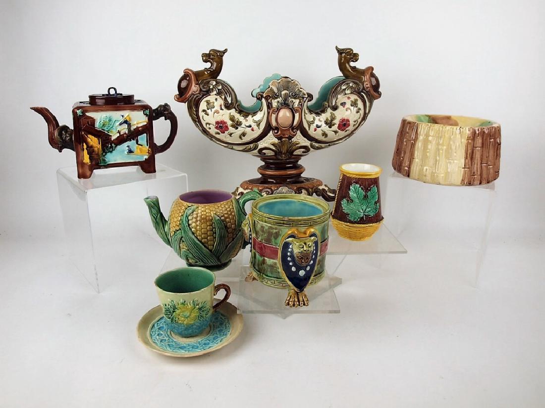 Majolica lot of 7 assorted pieces, various conditions (1 of 1)