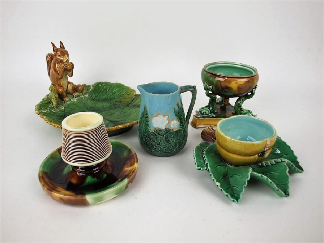 Majolica lot of 5 pieces, various conditions, Minton,: Majolica lot of 5 pieces, various conditions, Minton, Wedgwood, & Holdcraft Minton, Wedgwood, & Holdcraft