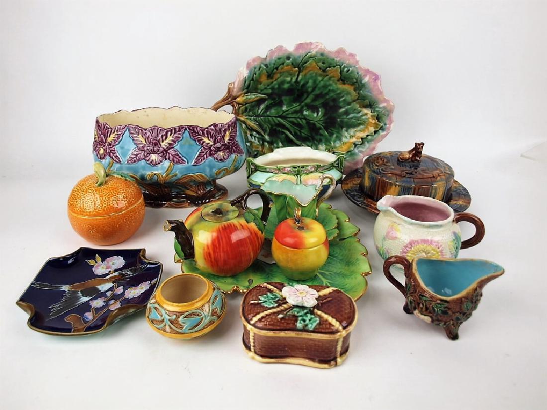 Majolica lot of 11 assorted pieces, various conditions (1 of 1)
