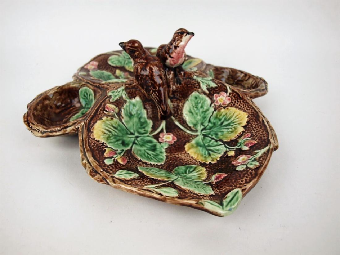 Forrester Majolica strawberry server pair of birds as (1 of 1)