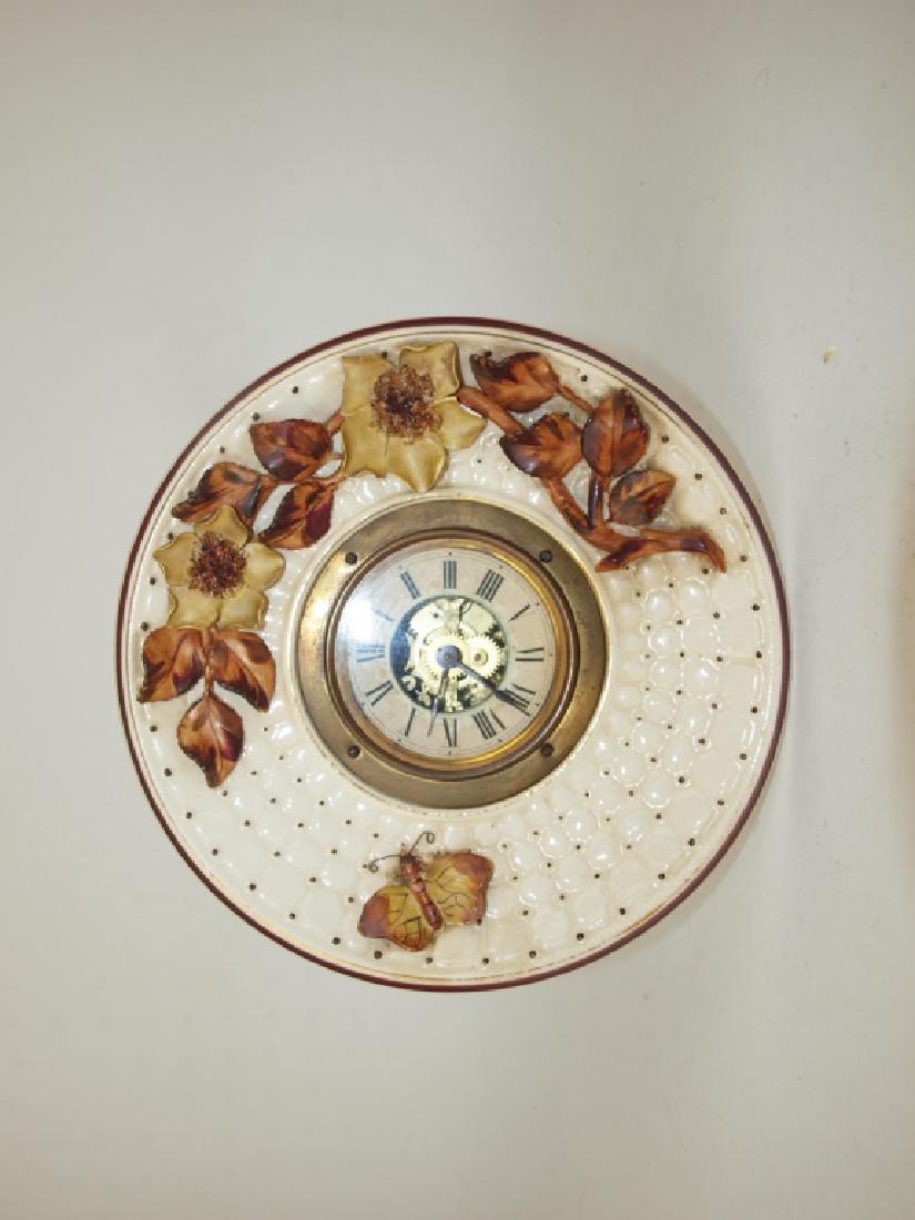 Avalon Majolica plate clock with butterfly and applied (1 of 3)