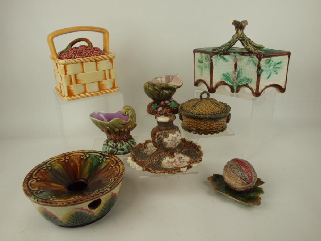 Majolica lot of 8 assorted pieces, various conditions (1 of 1)
