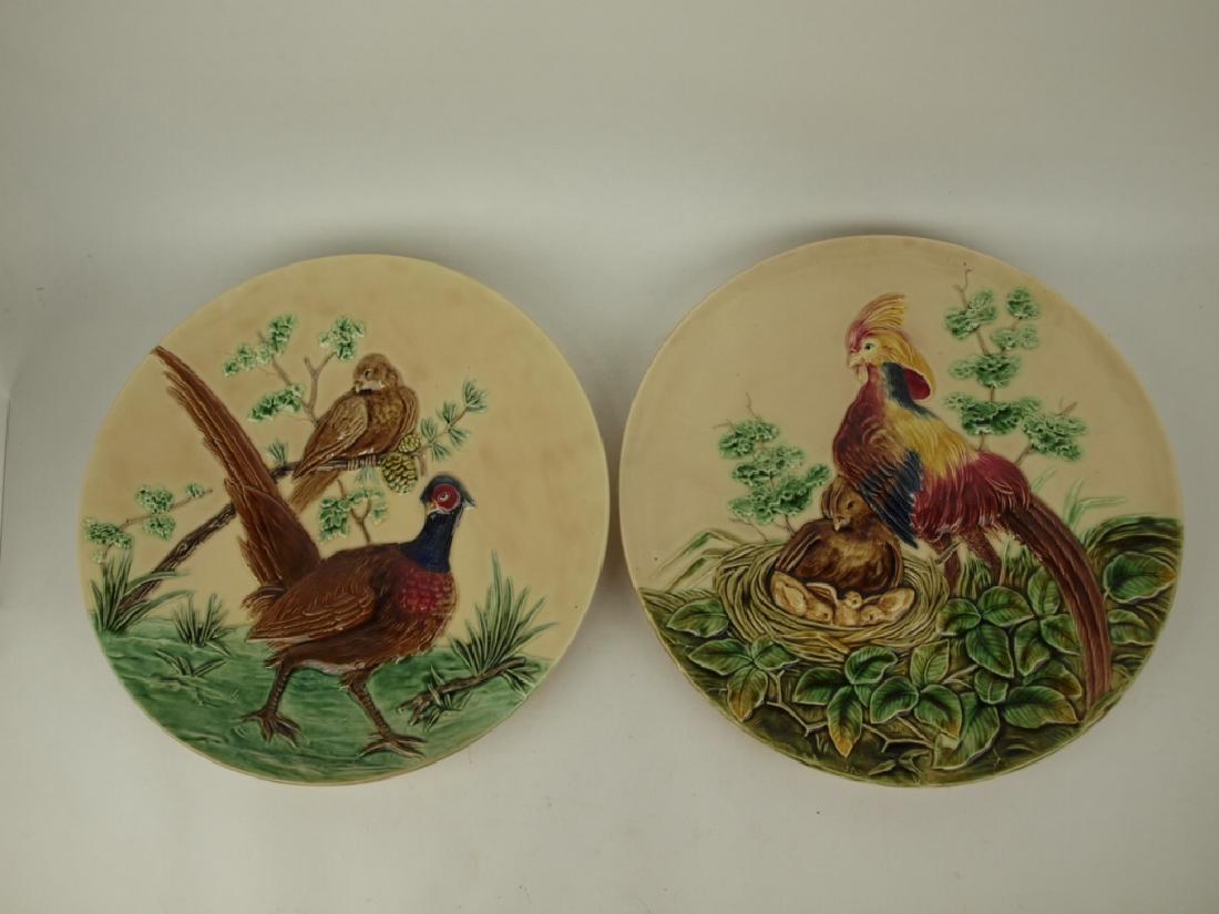 Austrian Majolica pair of pheasant chargers, 16" (1 of 1)