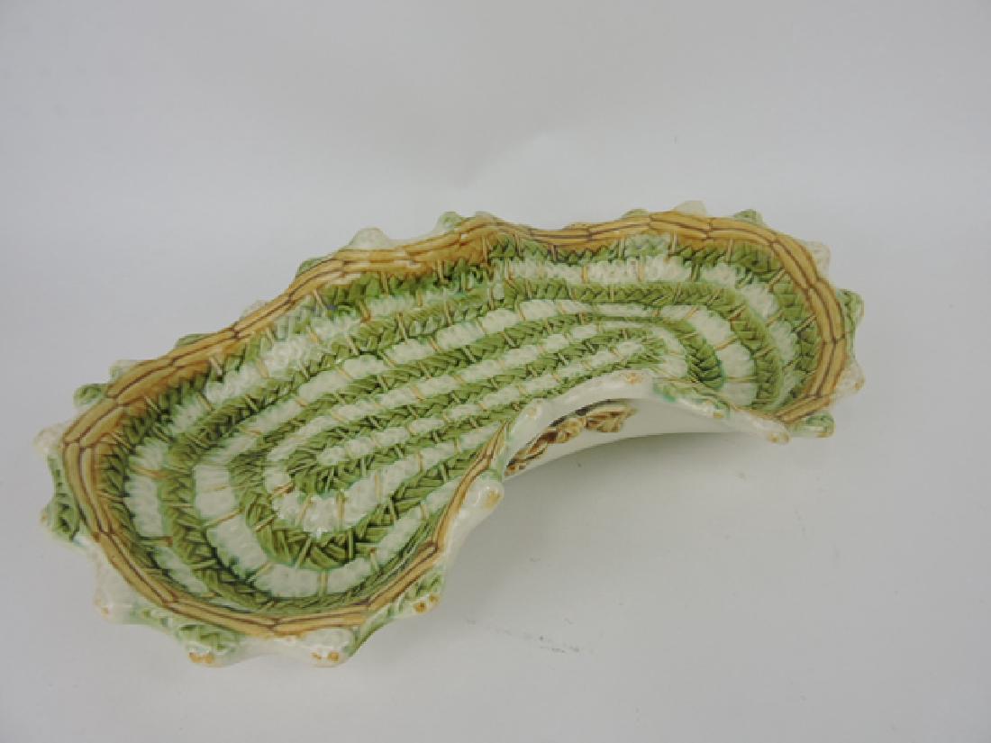 Majolica basketweave asparagus tray, 14 1/2" (1 of 1)