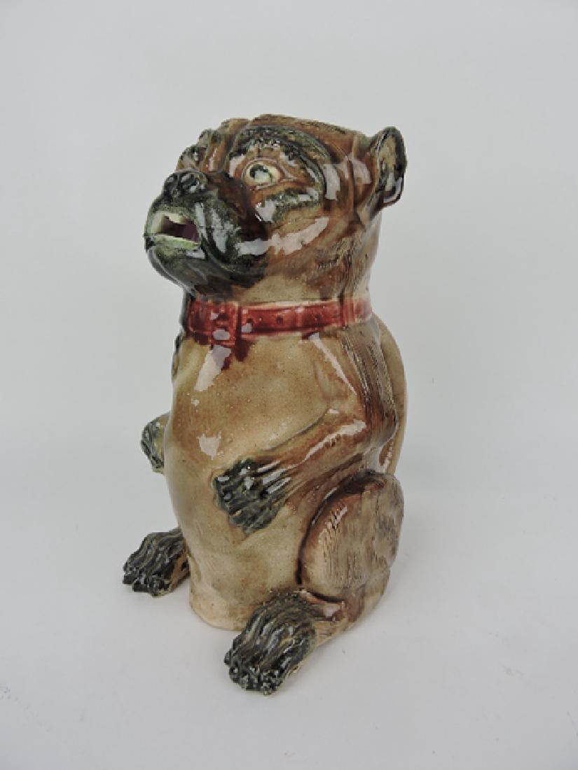 Majolica pug dog figural pitcher, 9 1/2" (1 of 1)