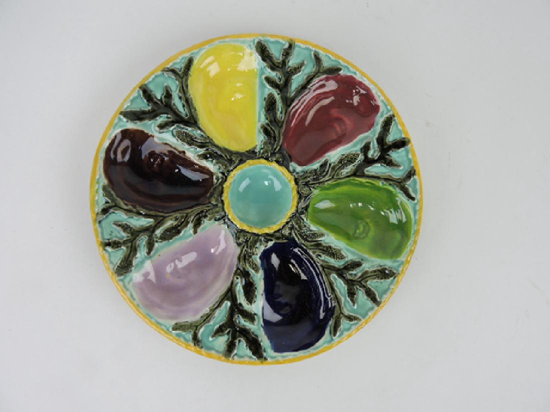 Fielding Majolica oyster plate with multi-colored wells (1 of 1)