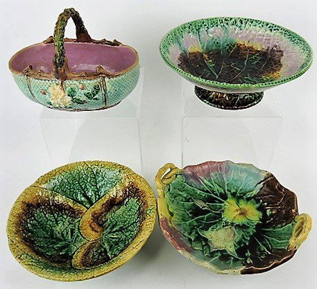 Majolica lot of 3 compotes and 1 basket, (1 of 1)