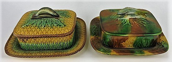 Majolica lot of 2 sardine boxes, various (1 of 1)