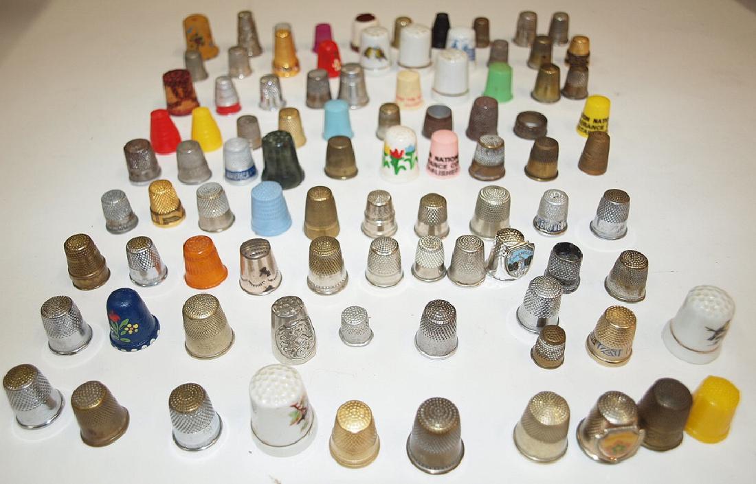 Lot of 90 sewing thimbles, some advertising (1 of 1)