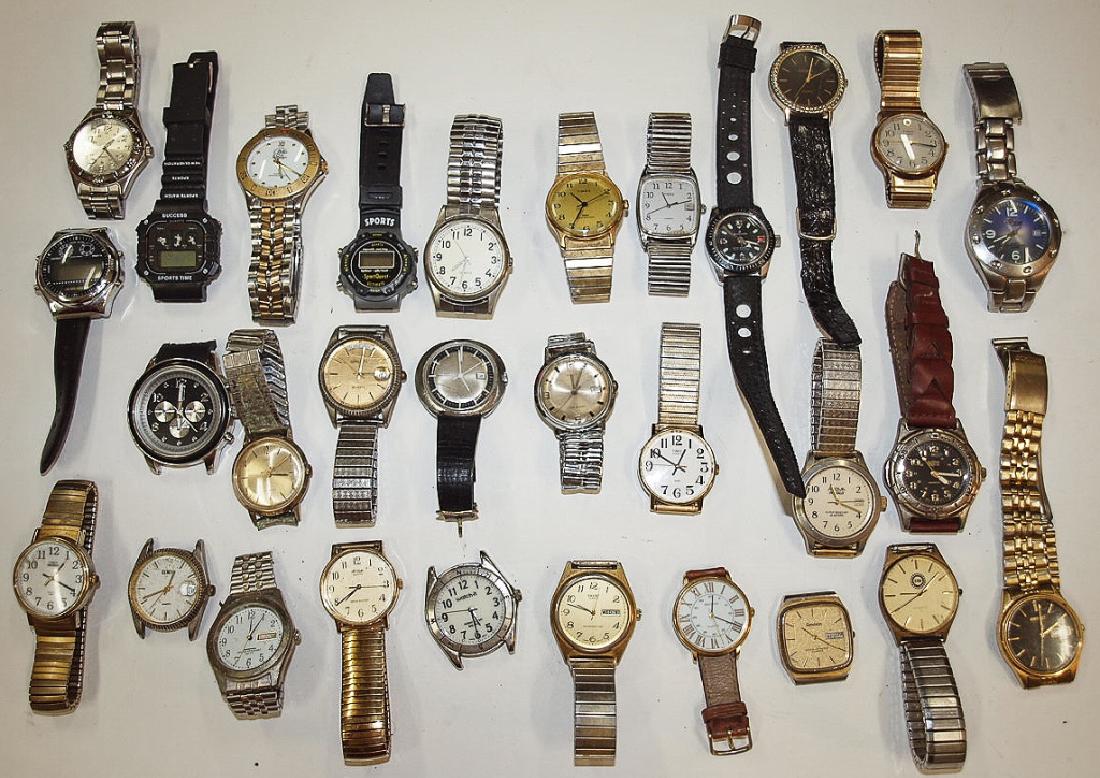 Lot of 30 mens wrist watches: Seiko, Timex, Armitron,: Lot of 30 mens wrist watches: Seiko, Timex, Armitron, Sharp, & others