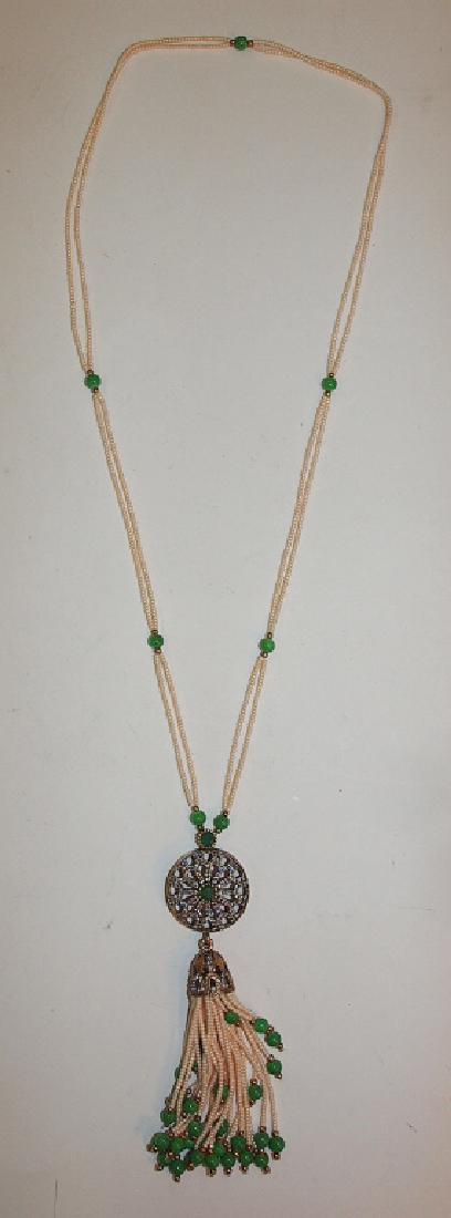 Victorian pearl and jade beaded necklace (1 of 1)