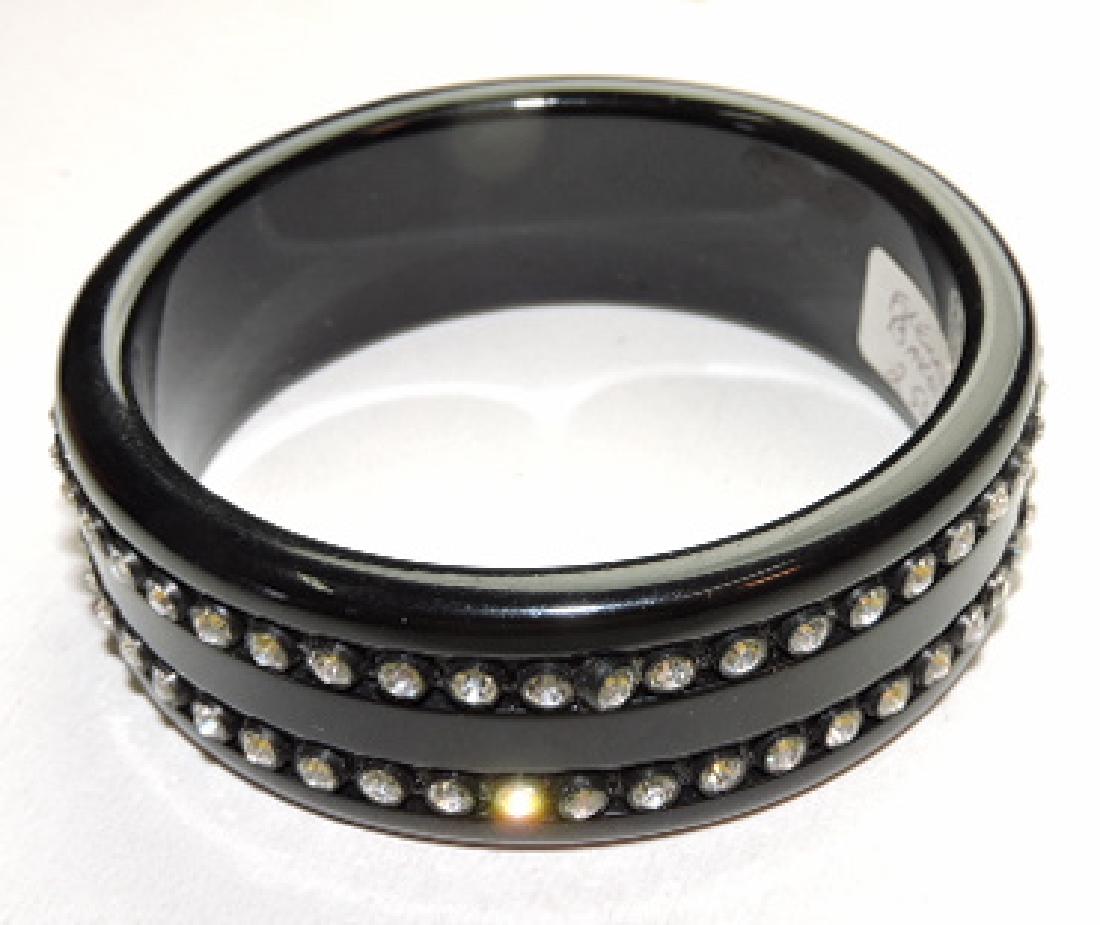 Bakelite French black rhinestone jeweled bangle (1 of 1)