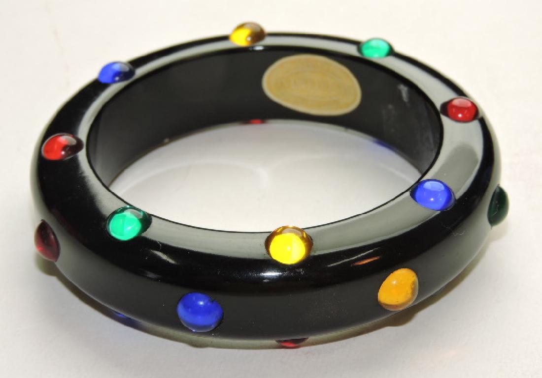 Bakelite black bangle bracelet with multi-color jewels (1 of 1)