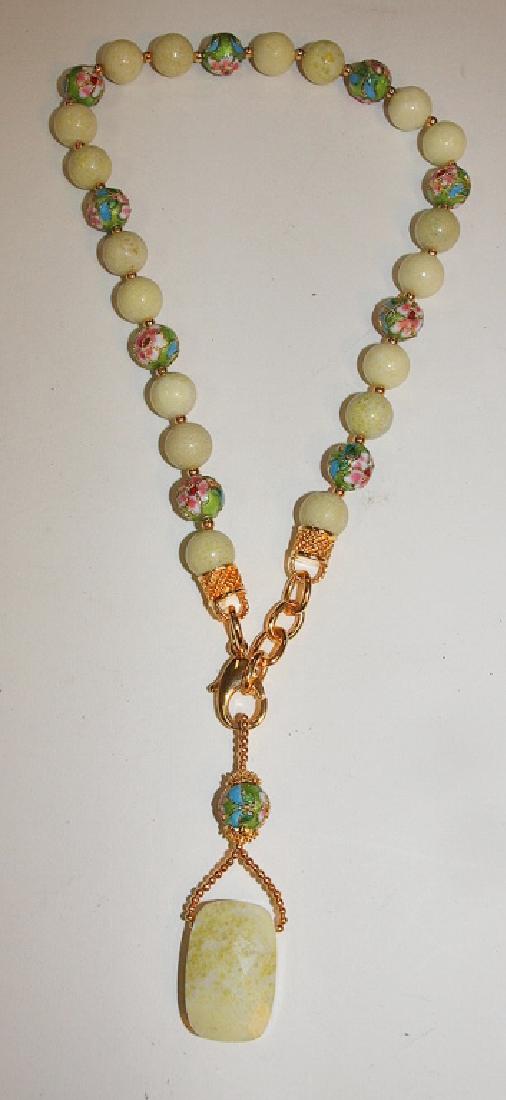 Lemon agate and cloisonne necklace: Lemon agate and cloisonne necklace