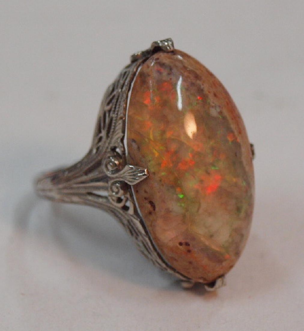 14k gold 1920's filagree ring with real jelly opal (1 of 2)