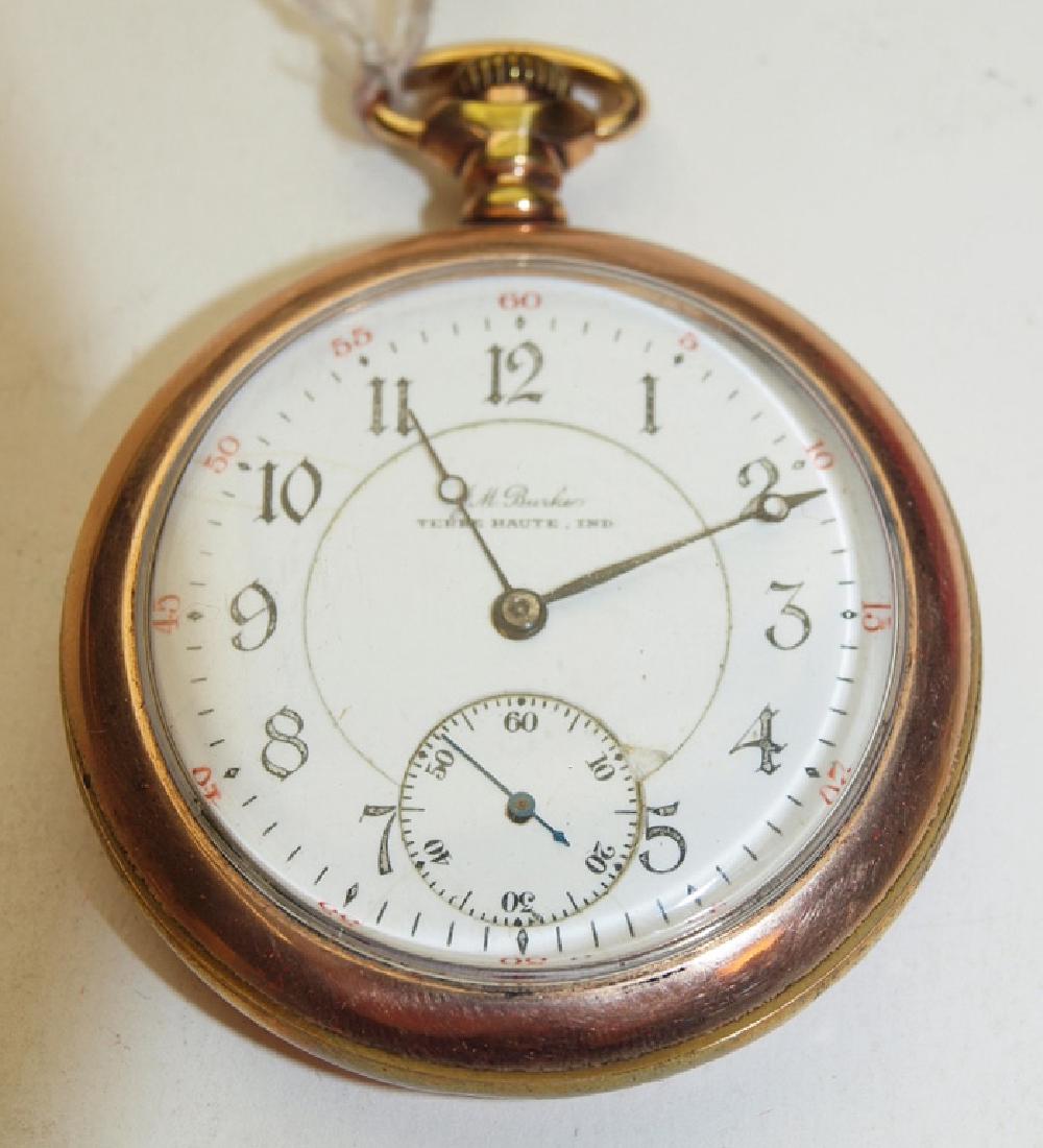 Illinois 16s, 15j, o.f. pocket watch "J.M. Burke, Terre: Illinois 16s, 15j, o.f. pocket watch "J.M. Burke, Terre Haute, Ind" on face, runs