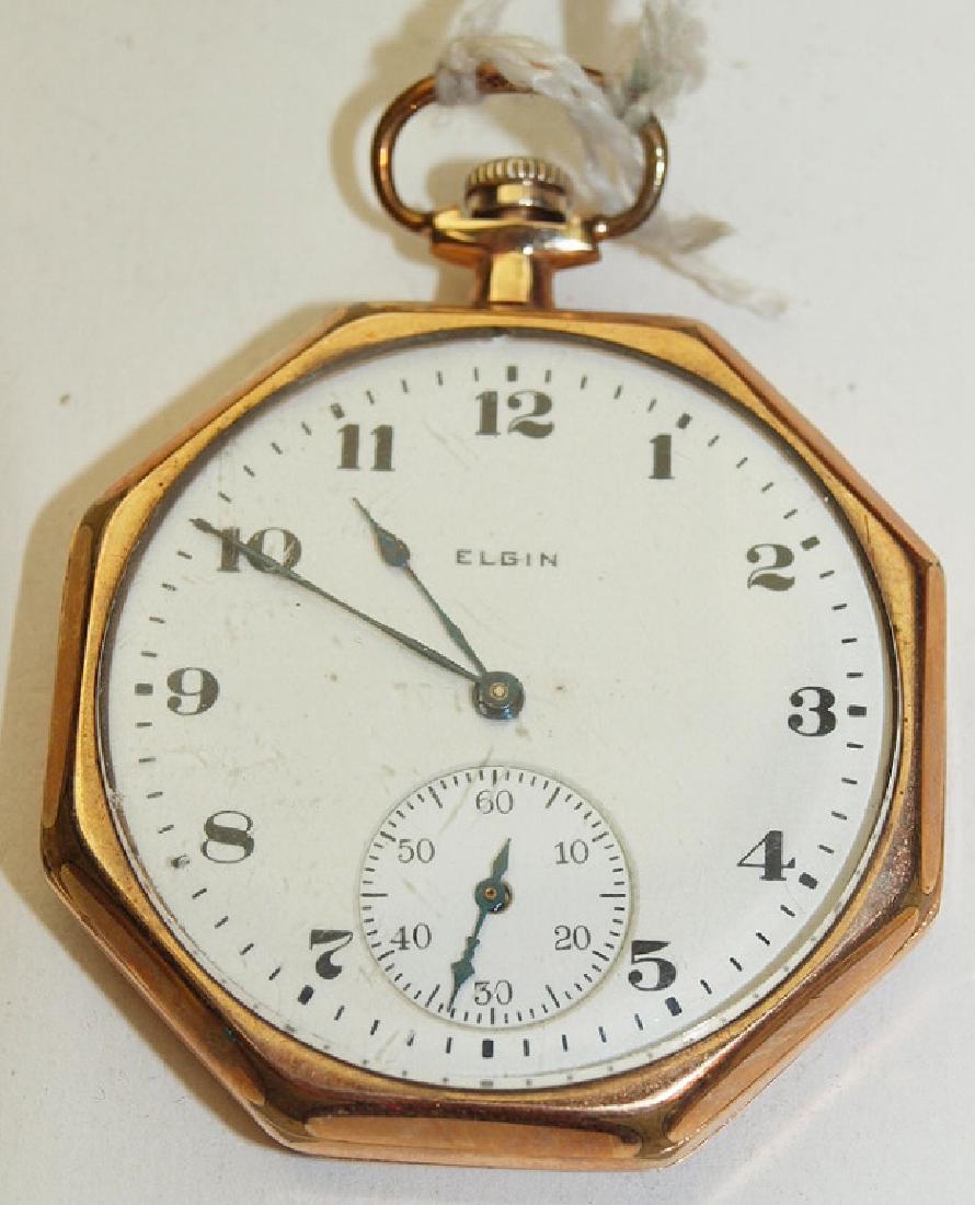 Elgin 15j, o.f. octagon pocket watch, runs (1 of 2)
