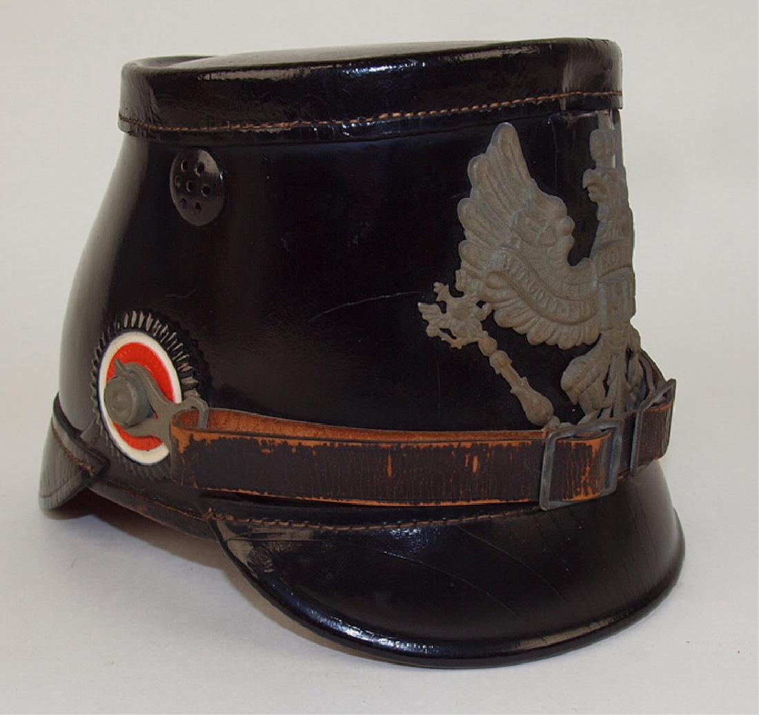WWI German leather police helmet, slight damage to top (1 of 6)