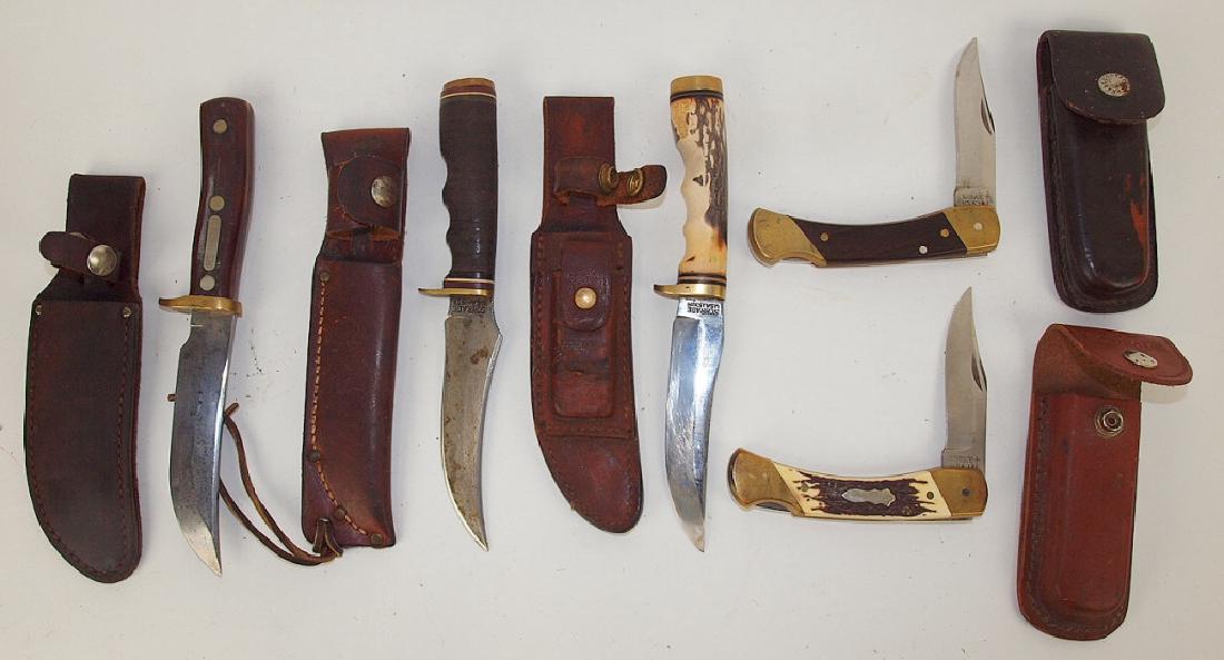 Schrade lot of 5 knives: Waldren #165, #498, #153UH,: Schrade lot of 5 knives: Waldren #165, #498, #153UH, #187, #LB8