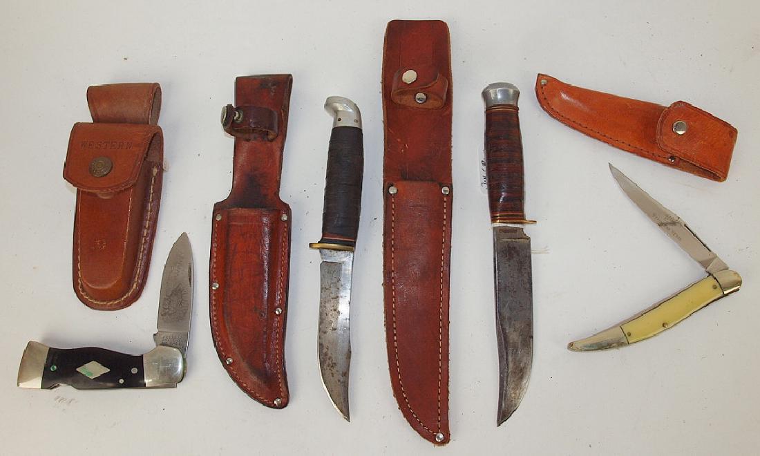 Lot of 4 knives-Western #5-531 folding knife with elk (1 of 1)