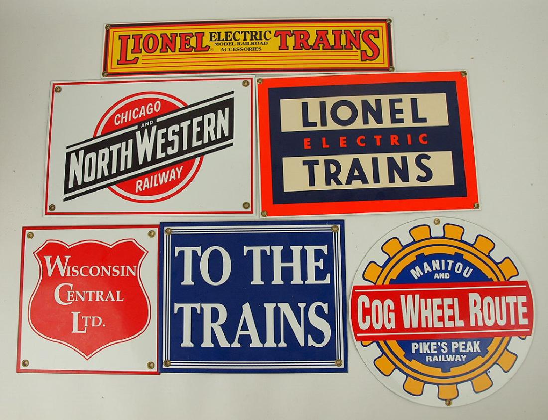 Lot of 6 porcelain enamel train signs (1 of 1)