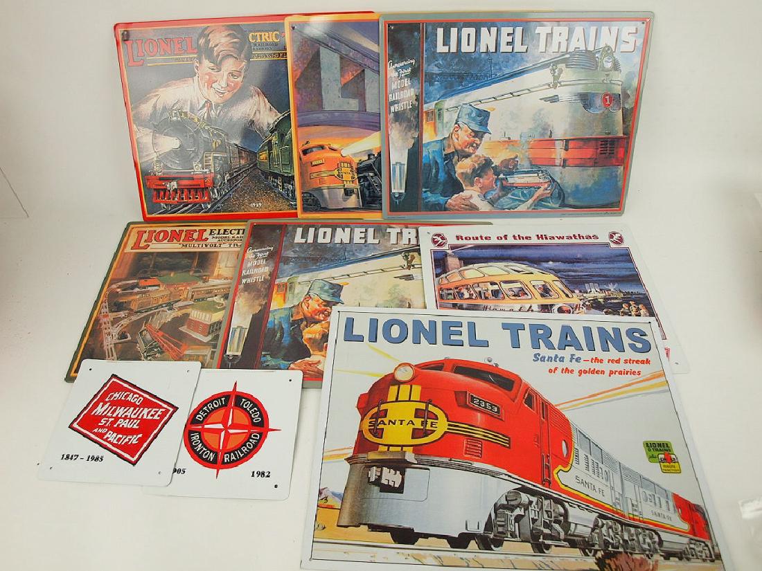 Lot of 8 tin train signs (1 of 1)