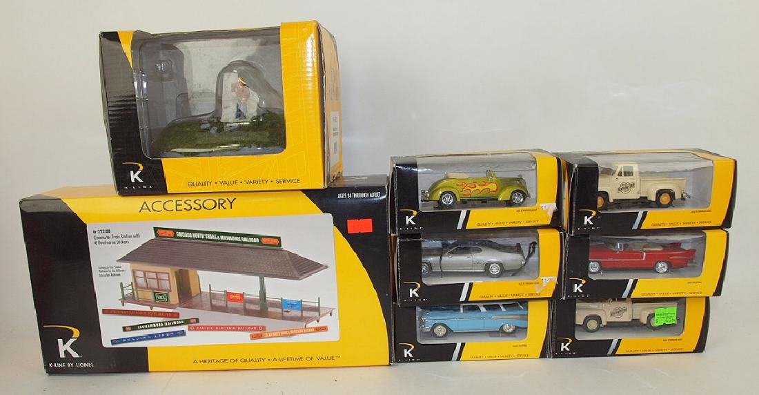K-line lot of accessories: 6-die cast cars & trucks, (1 of 1)