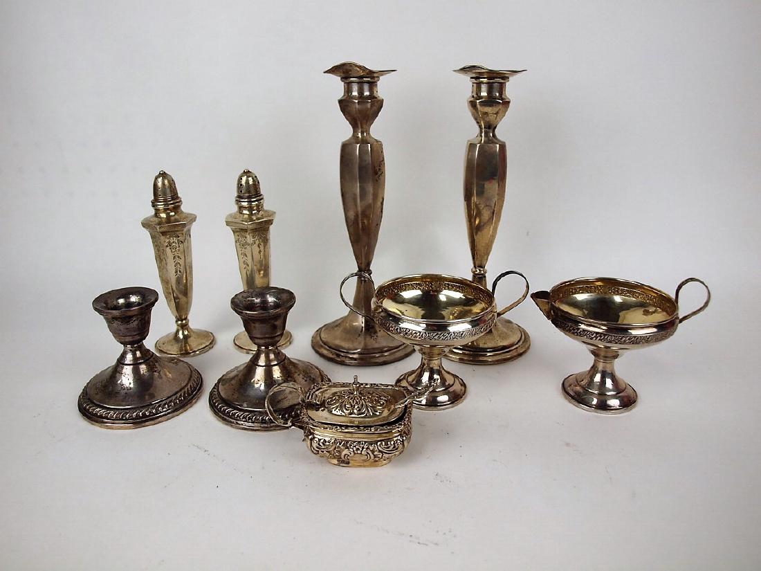Sterling silver weighted lot of candle holders, (1 of 1)