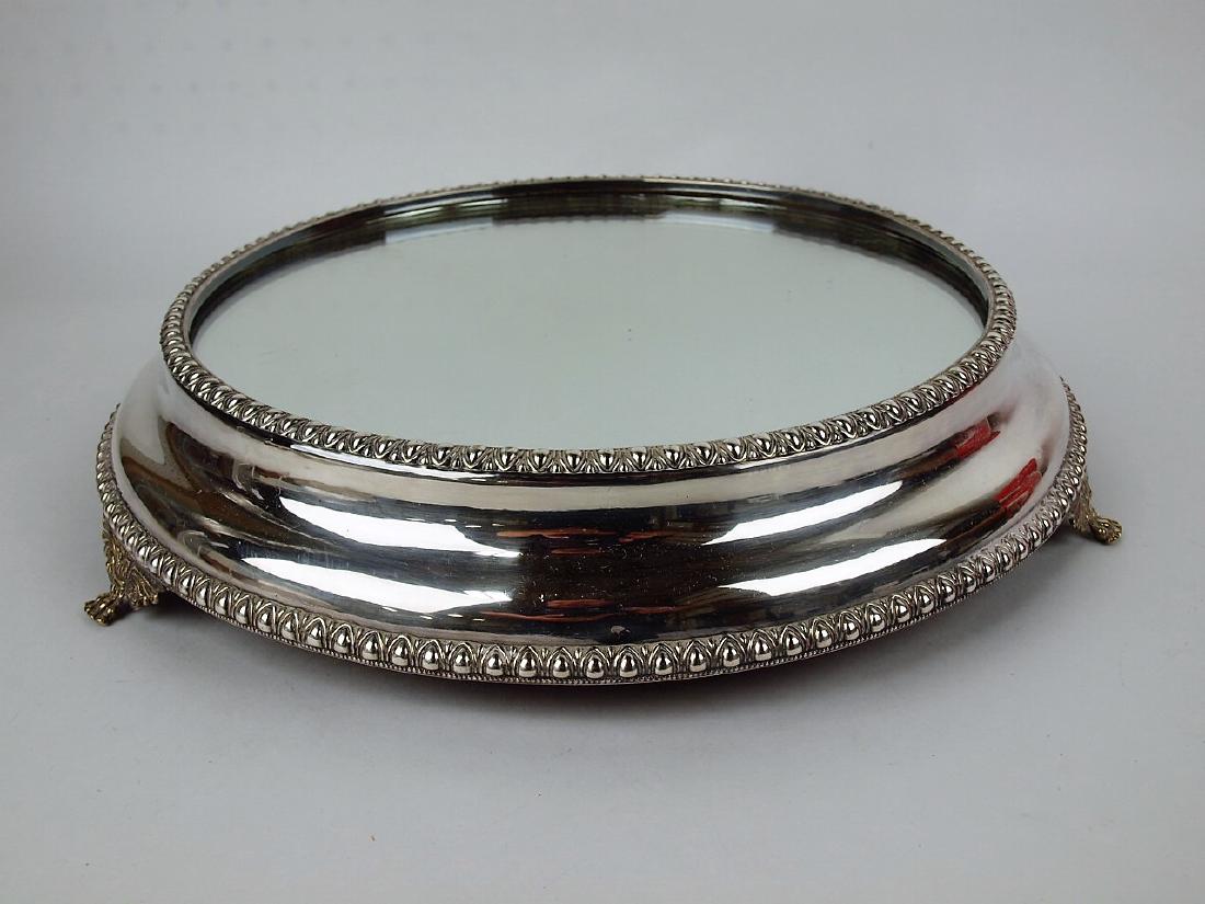 Large silver plate plateau with mirror (chipped) 15" (1 of 3)