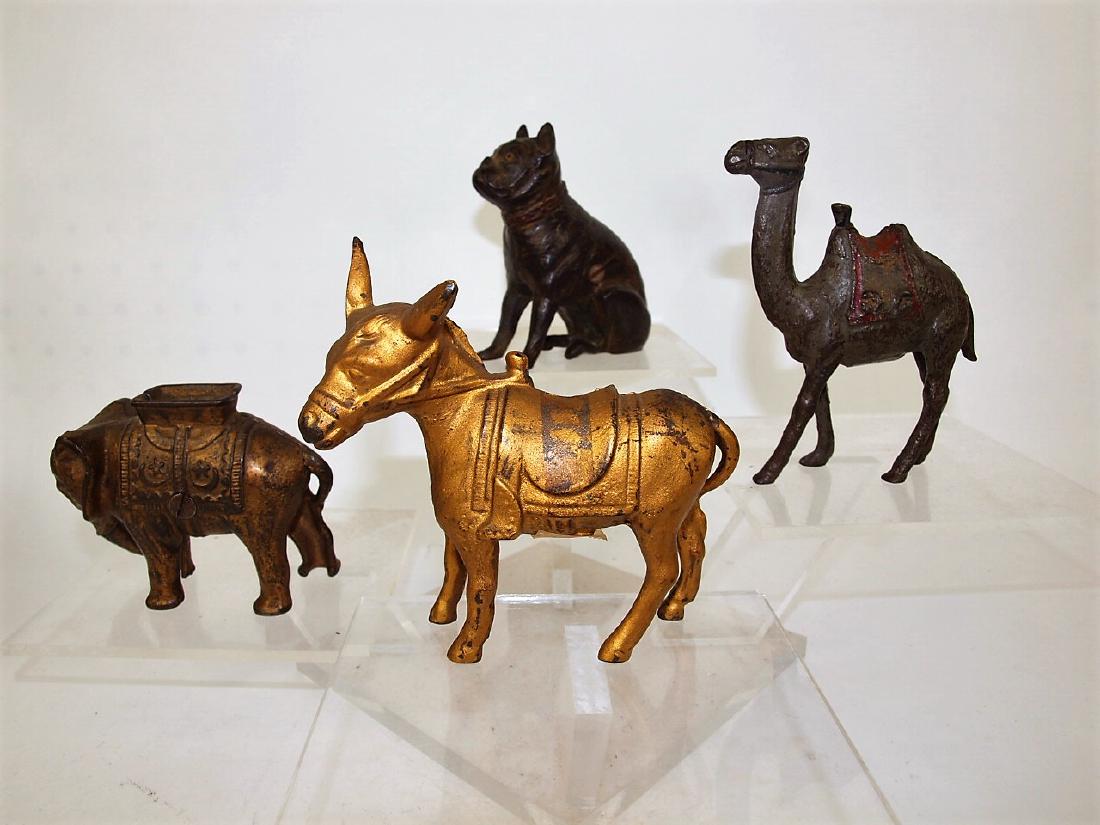 Cast iron lot of 4 animal still banks: dog, elephant, (1 of 1)