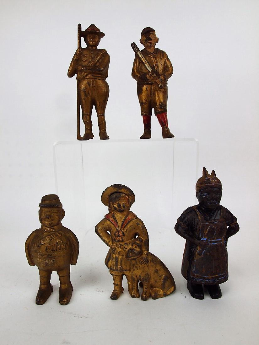 Cast iron still bank group: WWI soldier, baseball (1 of 2)