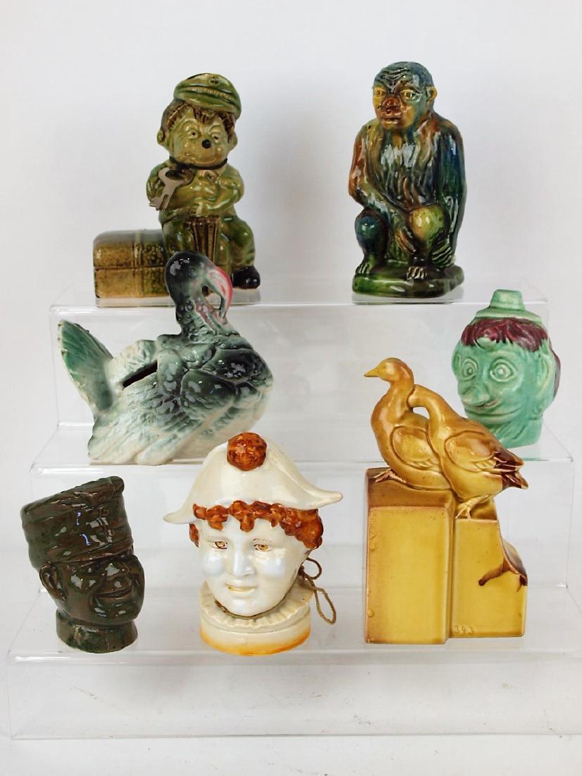 Pottery, stoneware, and ceramic lot of 7 money banks (1 of 1)