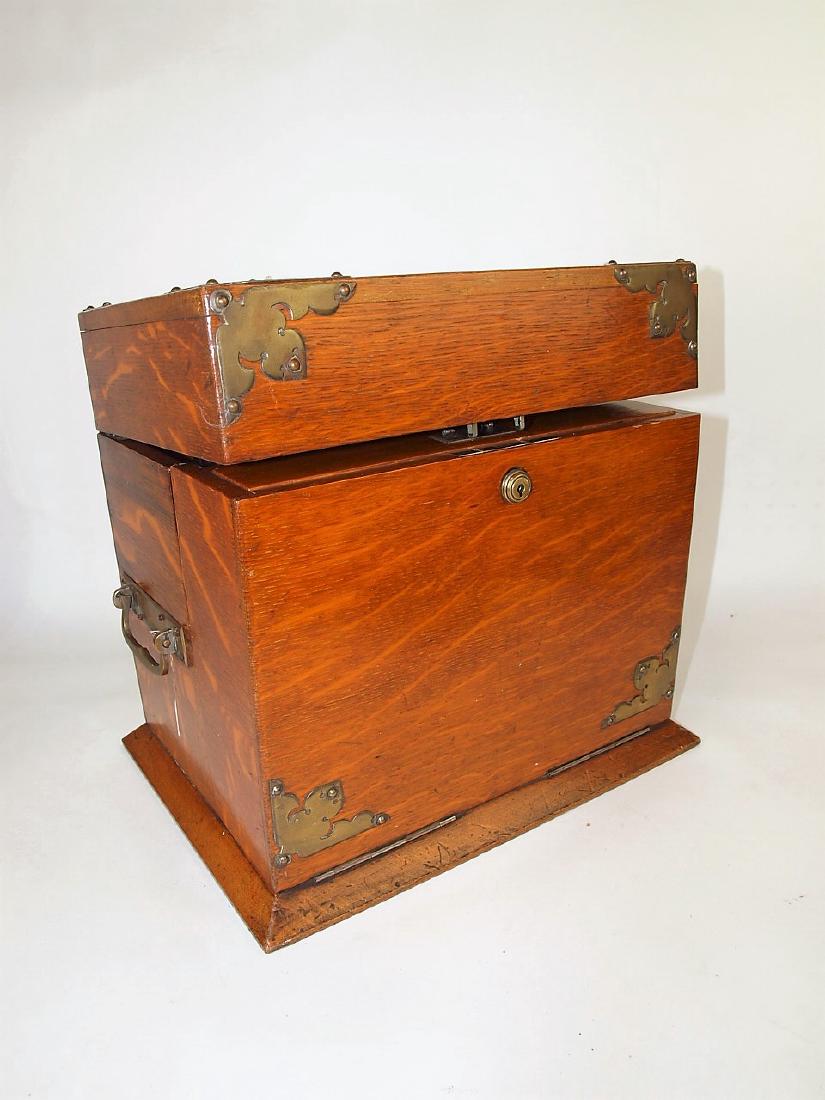 English oak travelling bar and gambling tantalus case (1 of 6)