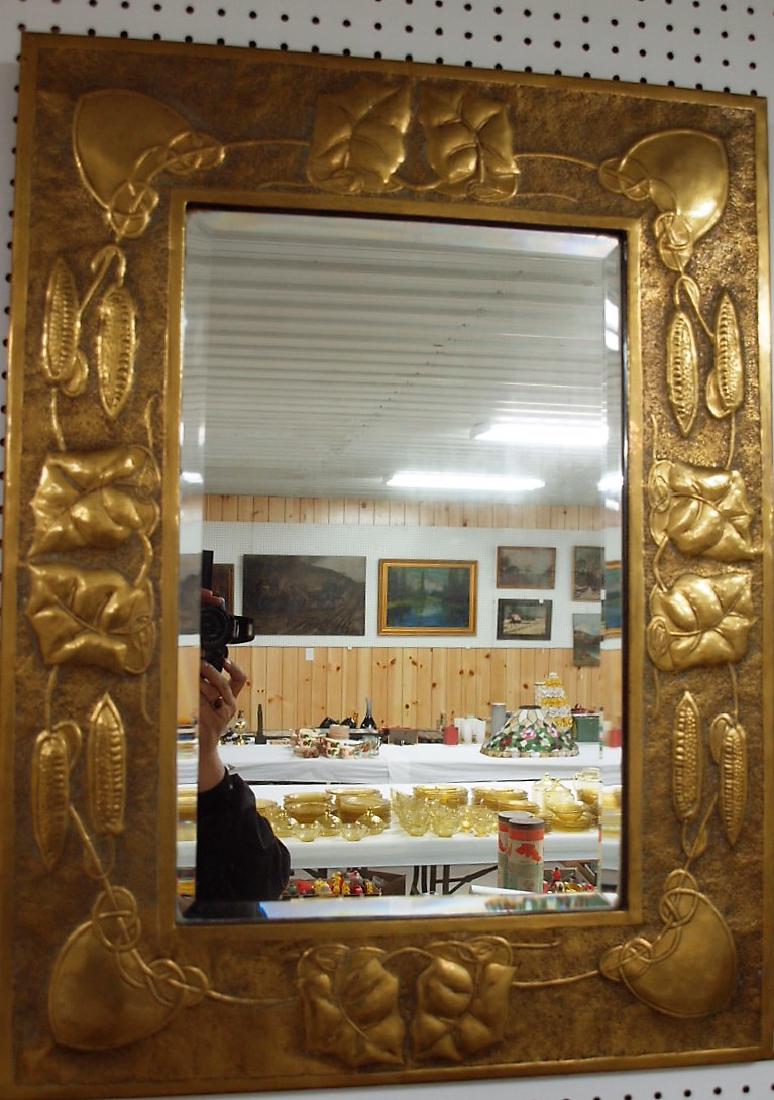 Arts & crafts brass framed beveled wall mirror, frame (1 of 4)