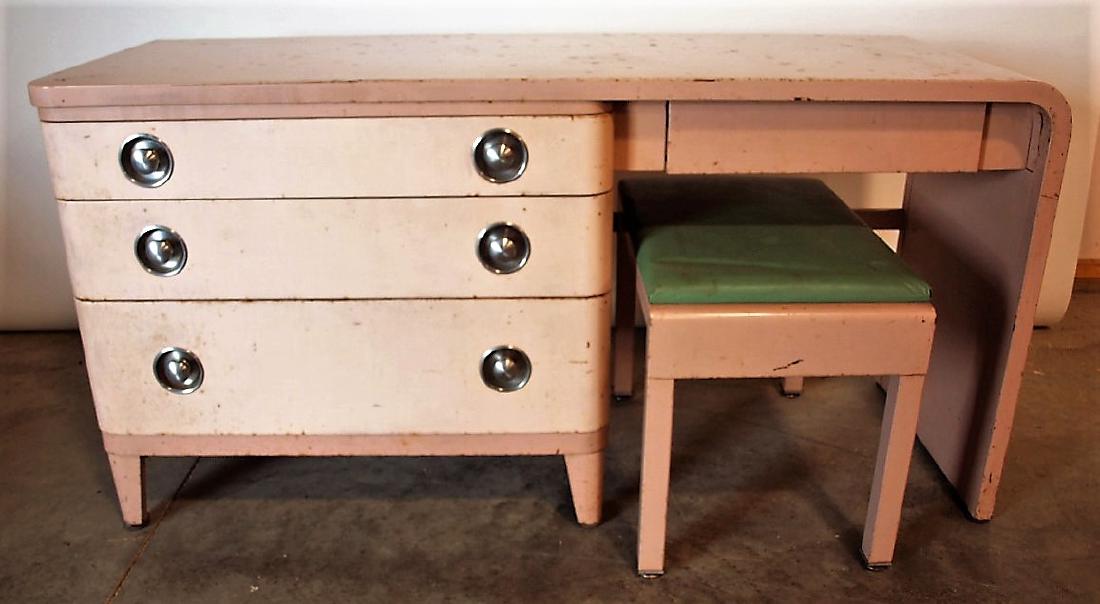 Simmons Dupont mid century modern metal vanity and (1 of 2)