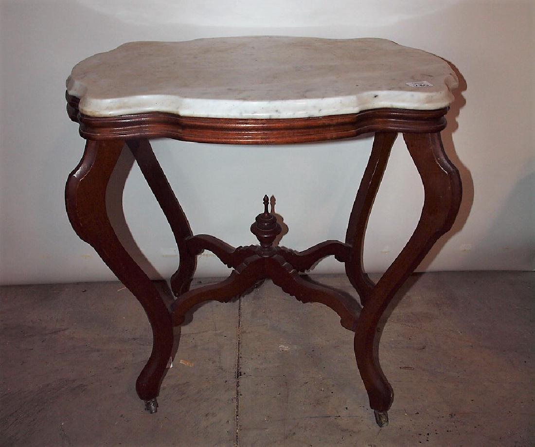 Victorian walnut marble top turtle top parlor tabe (1 of 1)