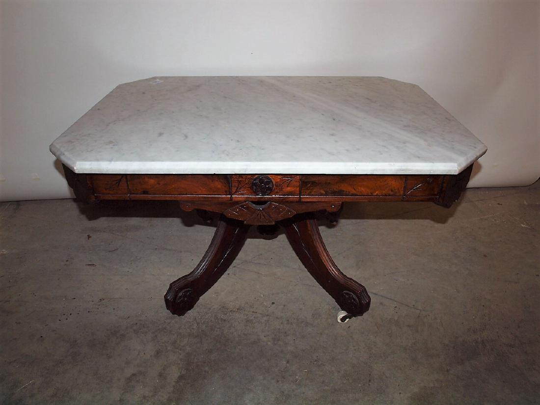 Victorian walnit marble top coffee table (1 of 1)