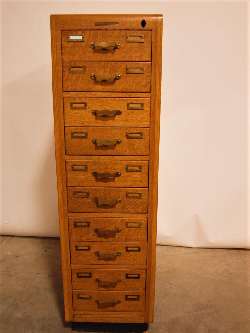 Oak library bureau sole mulan 10 drawer card file (1 of 2)
