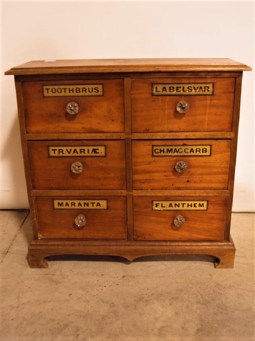English walnut apothecary 6 drawer cabinet 29"w, 28"h, (1 of 2)