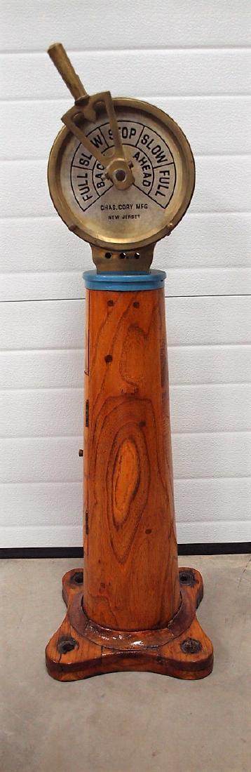 Chas. Cory brass ships telegraph on mast, 37" (1 of 2)