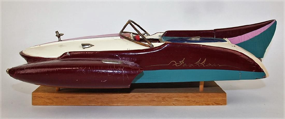 1950's wooden model rocket racing boat, battery (1 of 5)