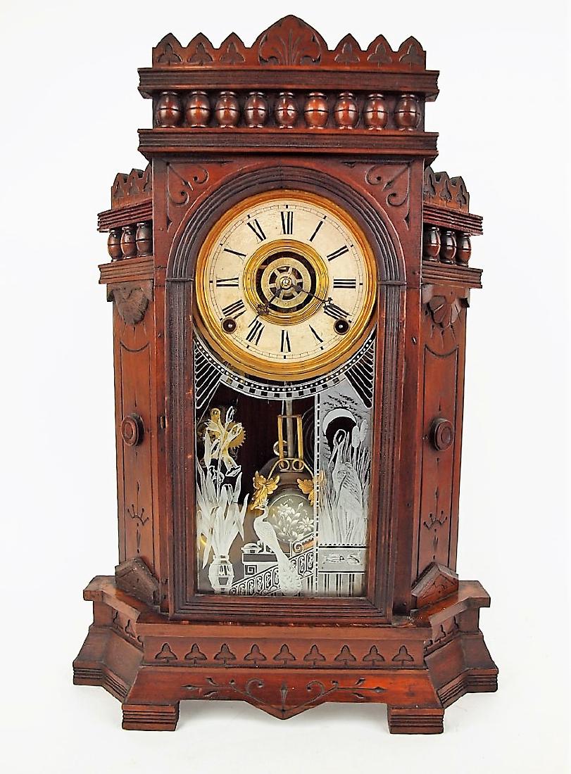 Gilbert walnut kitchen clock with time strike alarm, (1 of 1)