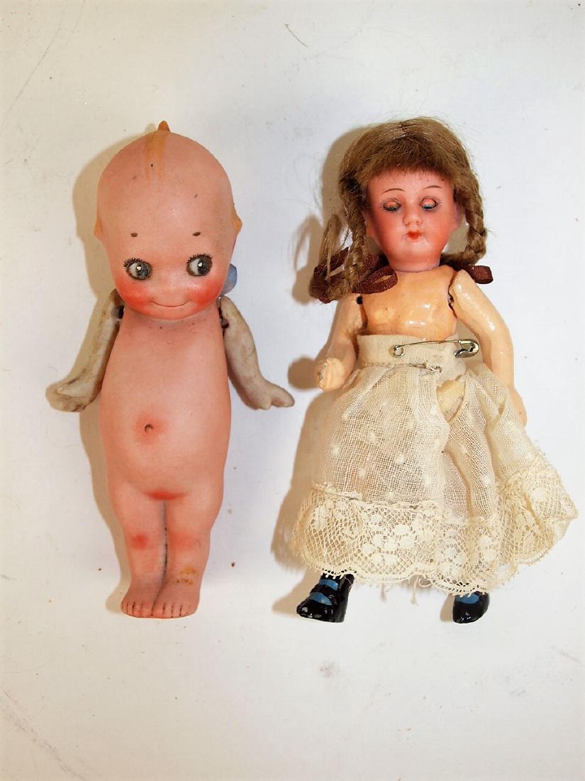 Lot of 2 dolls: Kewpie, 5 1/4" and bisque head German A (1 of 1)