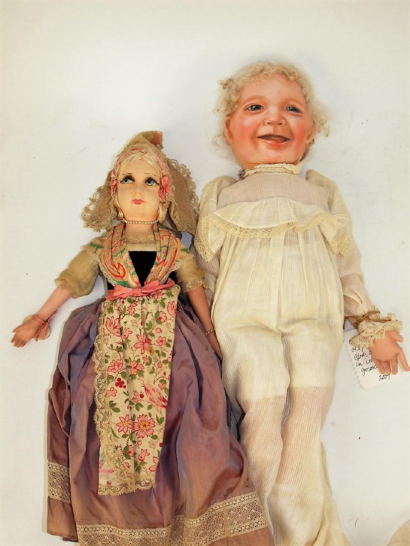 Lot of 2 dolls: 15" bed doll marked Nomandie molded (1 of 1)