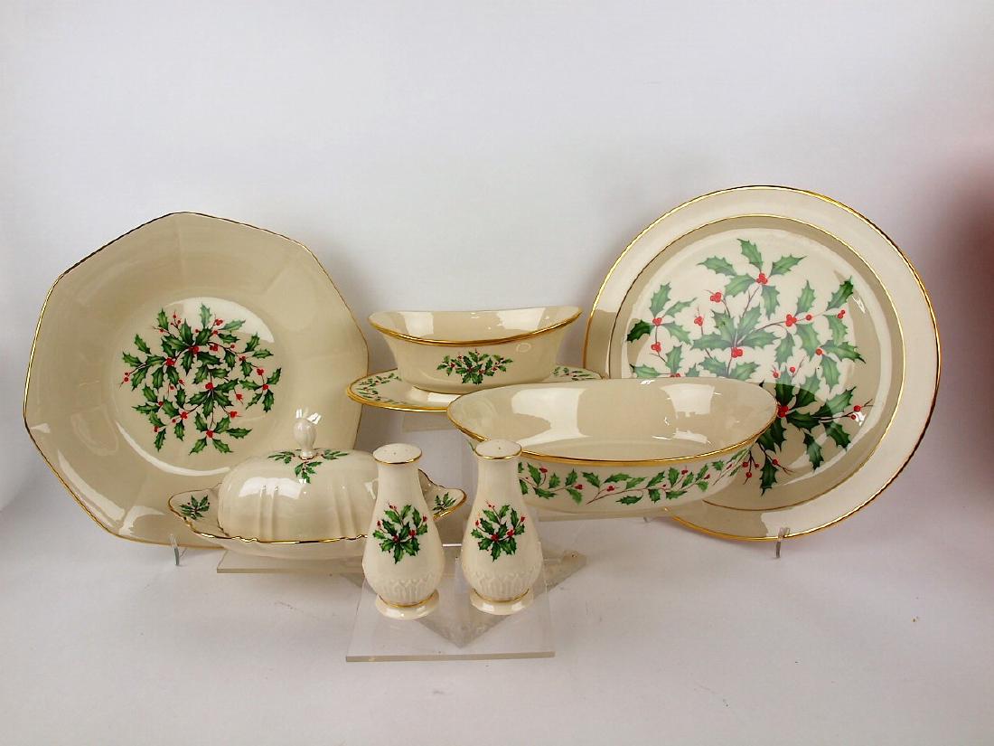 Lenox Holiday lot of 6 pieces: 2-trays, sauce boat, (1 of 1)